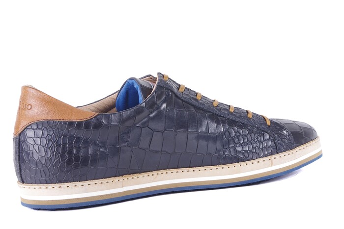 49476 GIORGIO BLAUW CROCO Veterschoenen Heren Caland Schoen