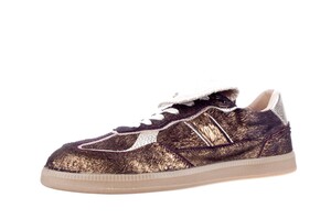 Babouche donkerbruin/goud combi Ira-125